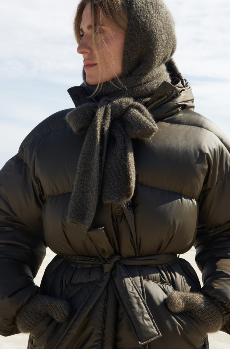 Kaptur z szalikiem khaki